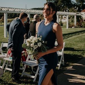 Lulu’s Shield and Sword Navy Blue Sleeveless Maxi Dress With Pockets